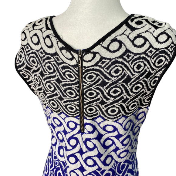 NIC + ZOE | sz M Women's Blue/White/Black Knit Print Sleeveless Sweater Dress - Picture 5 of 8